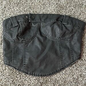 Grey faux leather jean design tube top
